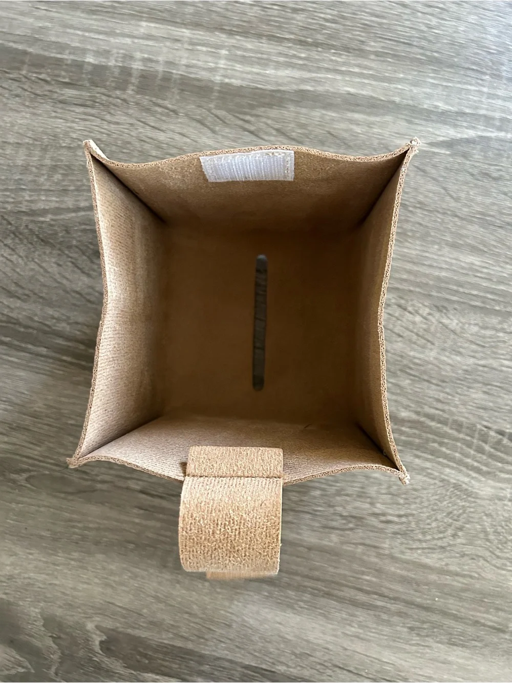 Beige Pebbled Leather Tissue Box Cover